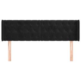 Tăblie de pat cu aripioare negru 163x16x78/88 cm catifea, 3 image
