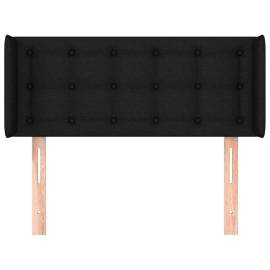 Tăblie de pat cu aripioare negru 93x16x78/88 cm textil, 3 image