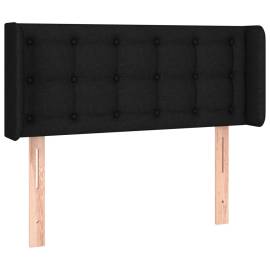 Tăblie de pat cu aripioare negru 93x16x78/88 cm textil, 2 image