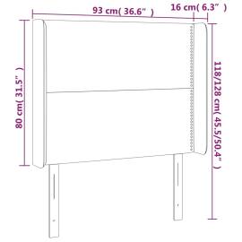 Tăblie de pat cu aripioare, albastru, 93x16x118/128 cm, textil, 9 image