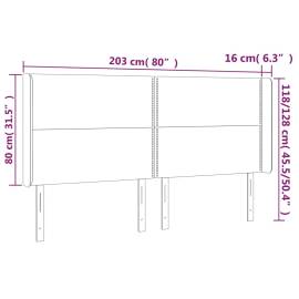 Tăblie de pat cu aripioare, crem, 203x16x118/128 cm, textil, 9 image