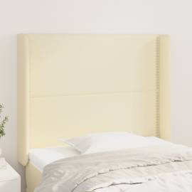 Tăblie de pat cu aripioare, crem, 83x16x118/128 cm, piele eco