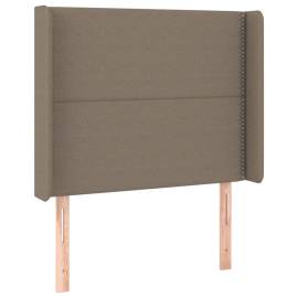 Tăblie de pat cu aripioare gri taupe 93x16x118/128 cm textil, 2 image