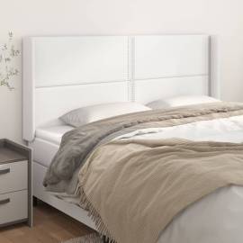 Tăblie de pat cu aripioare, alb, 203x16x118/128 cm, piele eco