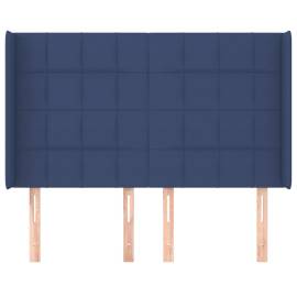 Tăblie de pat cu aripioare, albastru, 147x16x118/128 cm, textil, 3 image