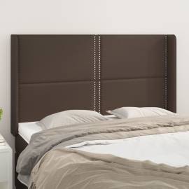 Tăblie de pat cu aripioare, maro, 147x16x118/128 cm, piele eco