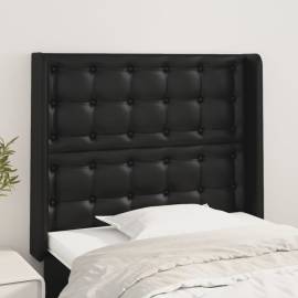 Tăblie de pat cu aripioare, negru, 83x16x118/128 cm, piele eco