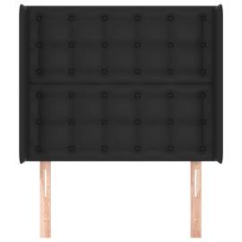 Tăblie de pat cu aripioare, negru, 83x16x118/128 cm, piele eco, 3 image