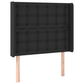 Tăblie de pat cu aripioare, negru, 83x16x118/128 cm, piele eco, 2 image