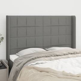 Tăblie de pat cu aripioare gri închis 147x16x118/128 cm textil