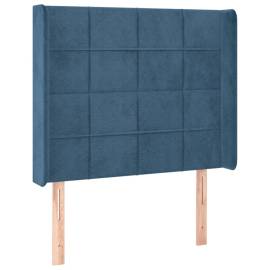 Tăblie pat cu aripioare albastru închis 83x16x118/128cm catifea, 2 image