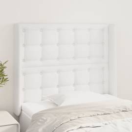 Tăblie de pat cu aripioare, alb, 83x16x118/128 cm, piele eco