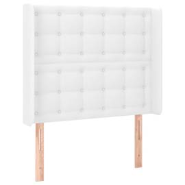 Tăblie de pat cu aripioare, alb, 83x16x118/128 cm, piele eco, 2 image