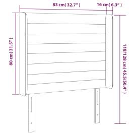 Tăblie de pat cu aripioare gri închis 83x16x118/128 cm catifea, 9 image