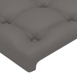 Tăblie de pat cu aripioare gri 203x16x118/128 cm piele eco, 5 image