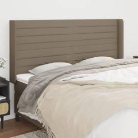 Tăblie de pat cu aripioare gri taupe 183x16x118/128 cm textil
