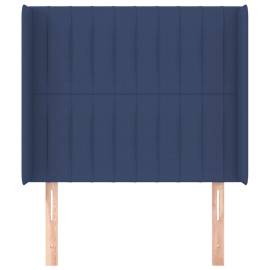 Tăblie de pat cu aripioare, albastru, 93x16x118/128 cm, textil, 3 image