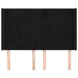 Tăblie de pat cu aripioare, negru, 147x16x118/128 cm, catifea, 3 image