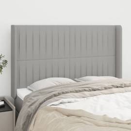 Tăblie de pat cu aripioare gri deschis 147x16x118/128 cm textil