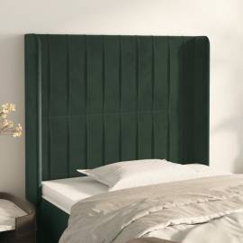 Tăblie pat cu aripioare verde închis 103x16x118/128 cm catifea