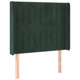 Tăblie pat cu aripioare verde închis 93x16x118/128 cm catifea, 2 image