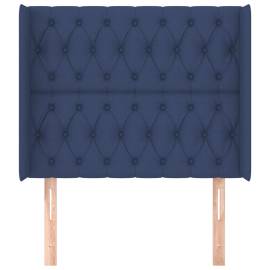 Tăblie de pat cu aripioare, albastru, 103x16x118/128 cm, textil, 3 image
