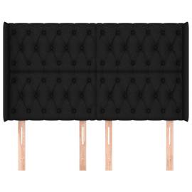 Tăblie de pat cu aripioare, negru, 163x16x118/128 cm, textil, 3 image