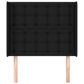 Tăblie de pat cu aripioare, negru, 93x16x118/128 cm, textil, 3 image