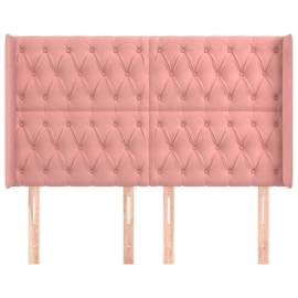 Tăblie de pat cu aripioare, roz, 163x16x118/128 cm, catifea, 3 image