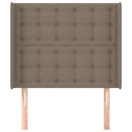 Tăblie de pat cu aripioare gri taupe 93x16x118/128 cm textil, 3 image