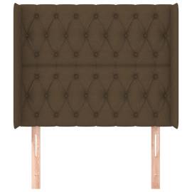 Tăblie de pat cu aripioare maro închis 103x16x118/128 cm textil, 3 image