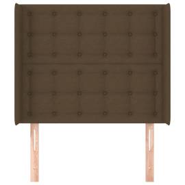 Tăblie de pat cu aripioare maro închis 83x16x118/128 cm textil, 3 image