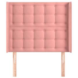 Tăblie de pat cu aripioare, roz, 103x16x118/128 cm, catifea, 3 image