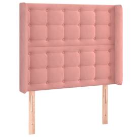 Tăblie de pat cu aripioare, roz, 103x16x118/128 cm, catifea, 2 image