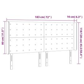 Tăblie de pat cu aripioare gri închis 183x16x118/128 cm catifea, 9 image