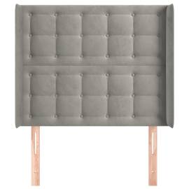 Tăblie de pat cu aripioare gri deschis 93x16x118/128 cm catifea, 3 image