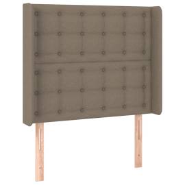 Tăblie de pat cu aripioare gri taupe 103x16x118/128 cm textil, 2 image
