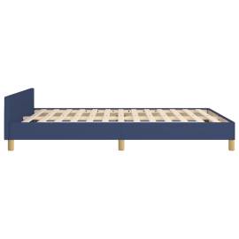 Cadru de pat cu tăblie, albastru, 140x190 cm, textil, 7 image