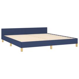 Cadru de pat cu tăblie, albastru, 160x200 cm, textil, 5 image