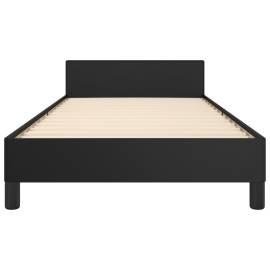 Cadru de pat cu tăblie, negru, 90x200 cm, piele ecologică, 6 image
