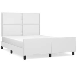 Cadru de pat cu tăblie, alb, 140x200 cm, piele ecologică, 2 image