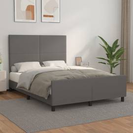Cadru de pat cu tăblie, gri, 140x200 cm, piele ecologică