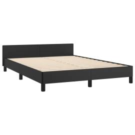 Cadru de pat cu tăblie, negru, 140x200 cm, piele ecologică, 5 image