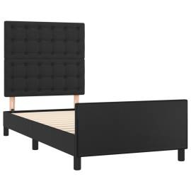 Cadru de pat cu tăblie, negru, 90x200 cm, piele ecologică, 4 image