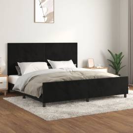 Cadru de pat cu tăblie, negru, 200x200 cm, catifea