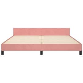 Cadru de pat cu tăblie, roz, 180x200 cm, catifea, 6 image