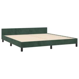 Cadru de pat cu tăblie, verde închis, 160x200 cm, catifea, 5 image