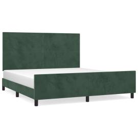 Cadru de pat cu tăblie, verde închis, 160x200 cm, catifea, 2 image