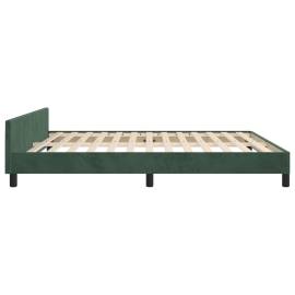 Cadru de pat cu tăblie, verde închis, 160x200 cm, catifea, 7 image