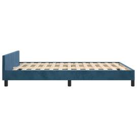 Cadru de pat cu tăblie, albastru închis, 140x190 cm, catifea, 6 image